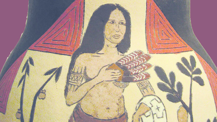 Detail of the Pocahontas '17 painted gourd by Ethan Brown.Courtesy Big Ideas Company