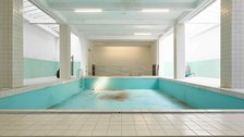 Elmgreen & Dragset: This Is How We Bite Our Tongue - The Whitechapel Pool, 2018. Installation view by Jack Hems